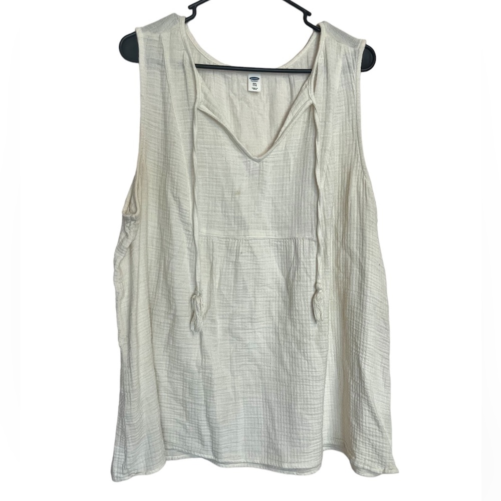 Old Navy off white sleeveless top tie-front size XL plus size summer lightweight